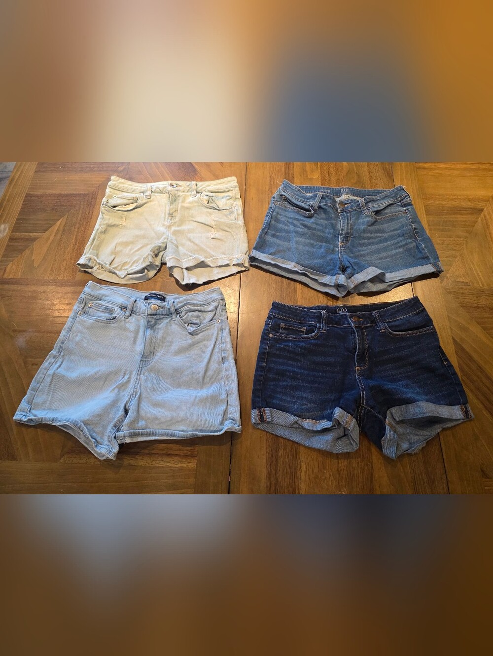ANA A New Approach Jean Shorts Sz 10 / 30 Cuffed Blue Denim Set 4 Calvin Klein